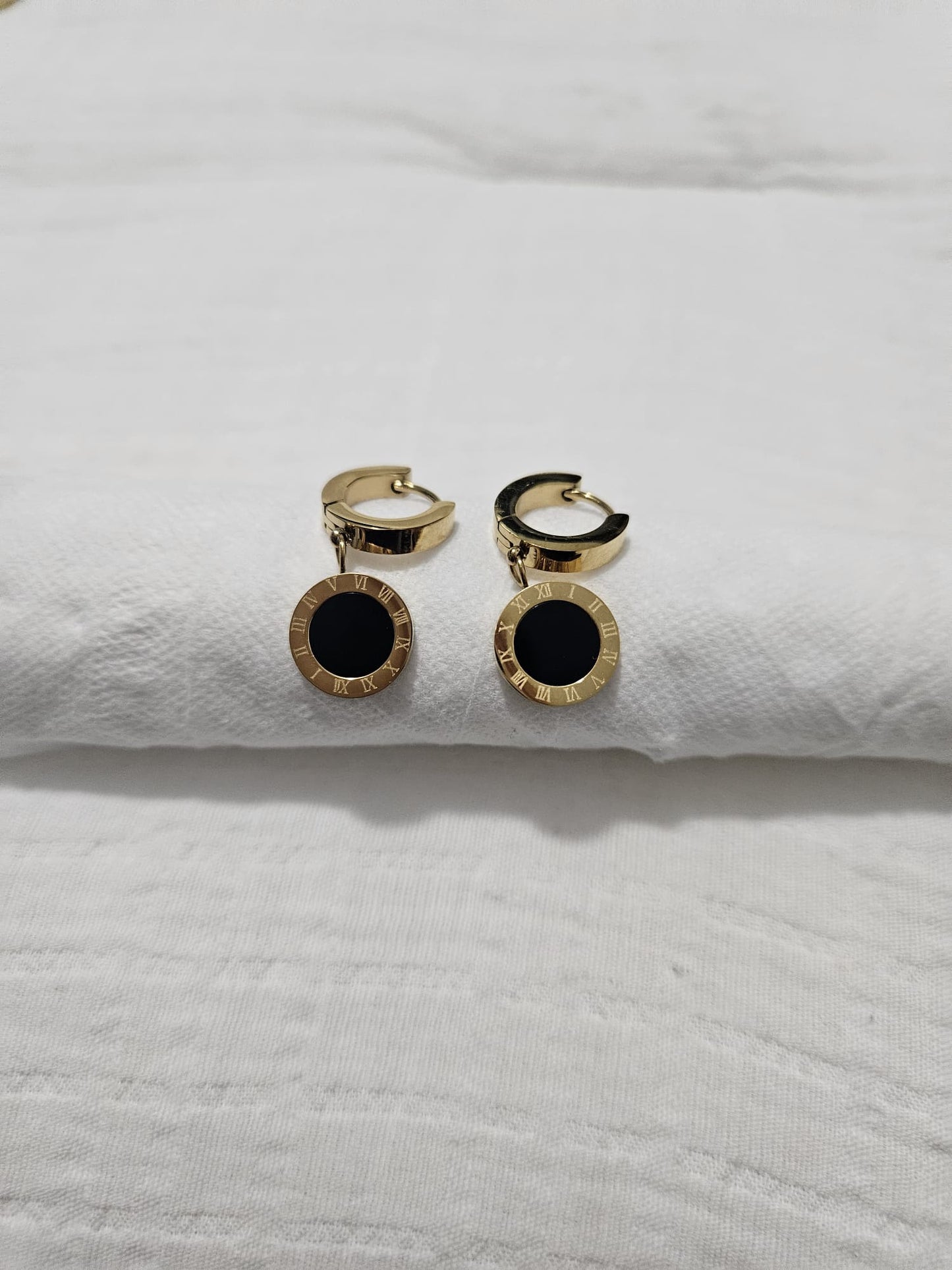 Black Earrings with roman numerals